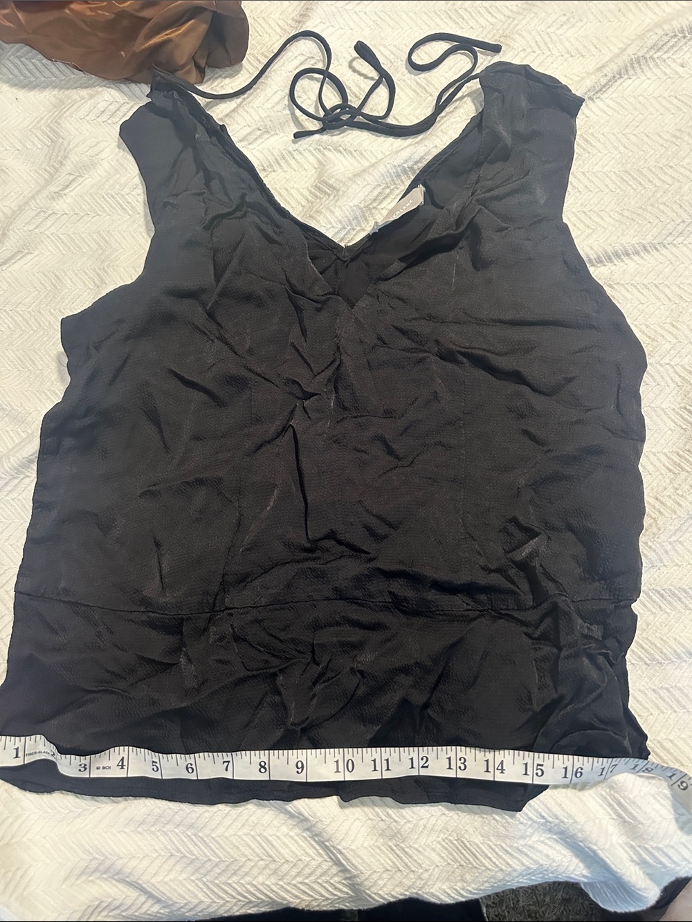Everlane Black V-Neck Silk-Look Tank Top Medium